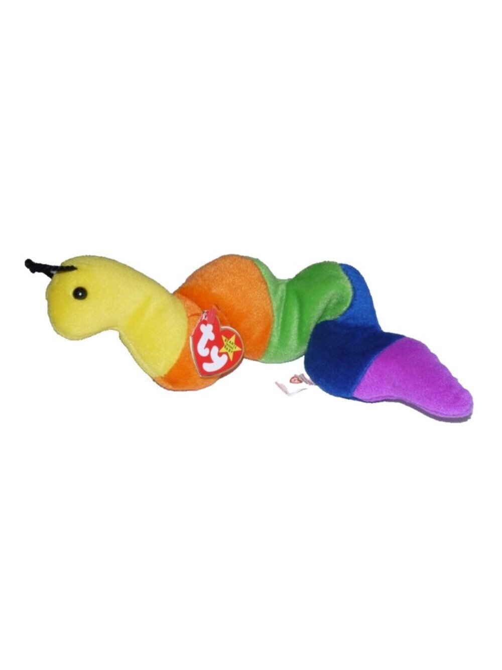 TY Beanie Babies Inch rainbow worm stuffed plush 12" long PVC pellets 1995